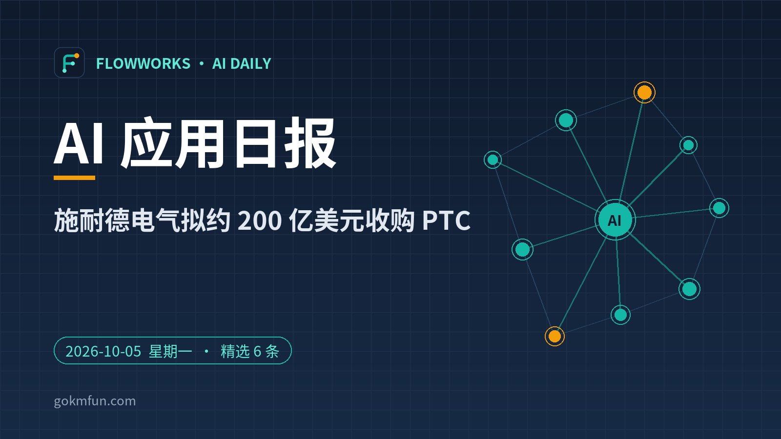 AI 应用日报 | 10月5日：施耐德电气拟约 200 亿美元收购 PTC