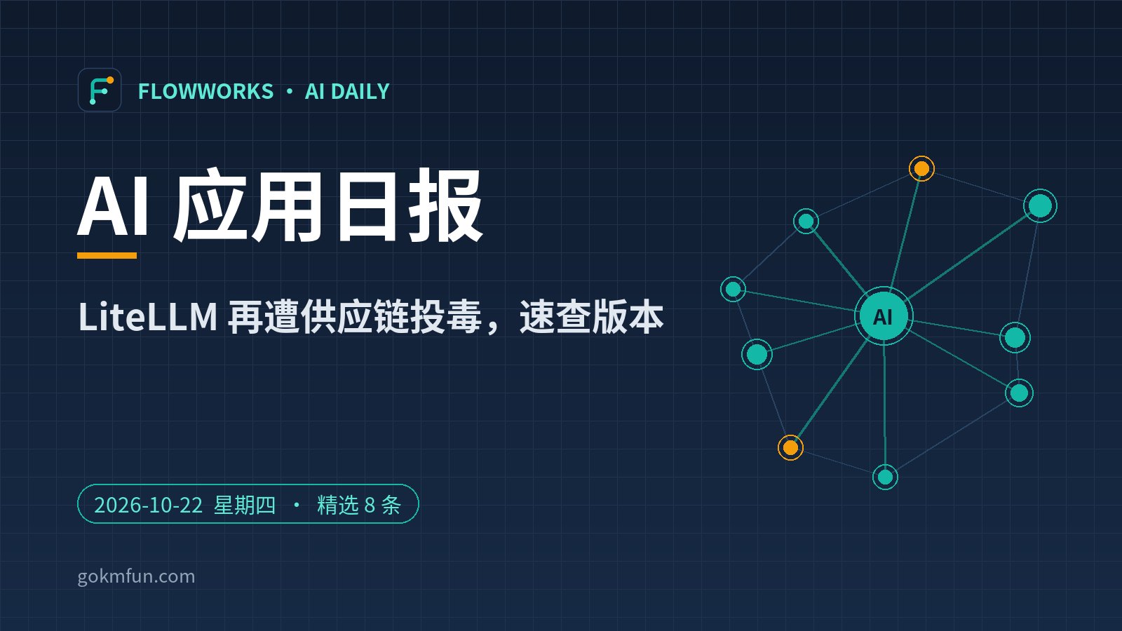AI 应用日报 | 10月22日：LiteLLM 再遭供应链投毒，速查版本